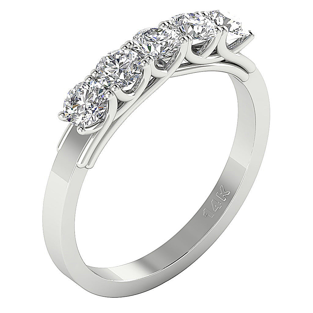 1.50Carat Designer Five Stone Round Brilliant Cut Diamond Wedding 14K Gold Ring