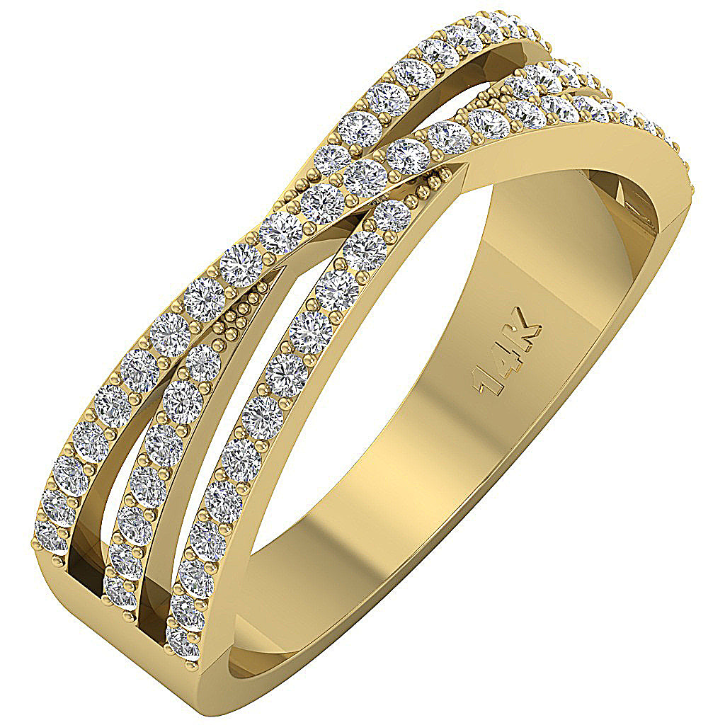 Anniversary Ring Natural Diamond SI1 G 0.55 Ct 14K Solid Gold Pave Set