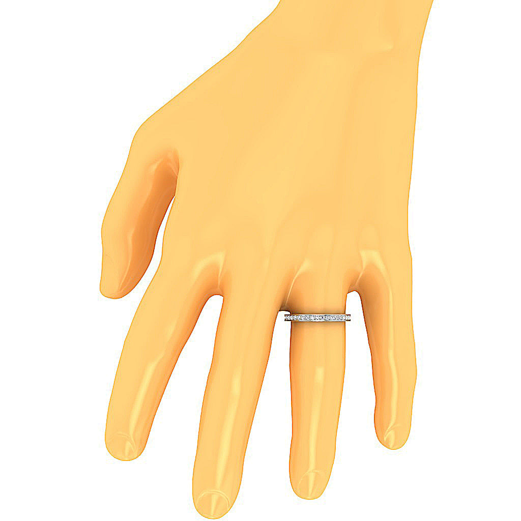 Anniversary Ring Round Diamond I1 G 0.35 Carat 14K Solid Gold Pave Set