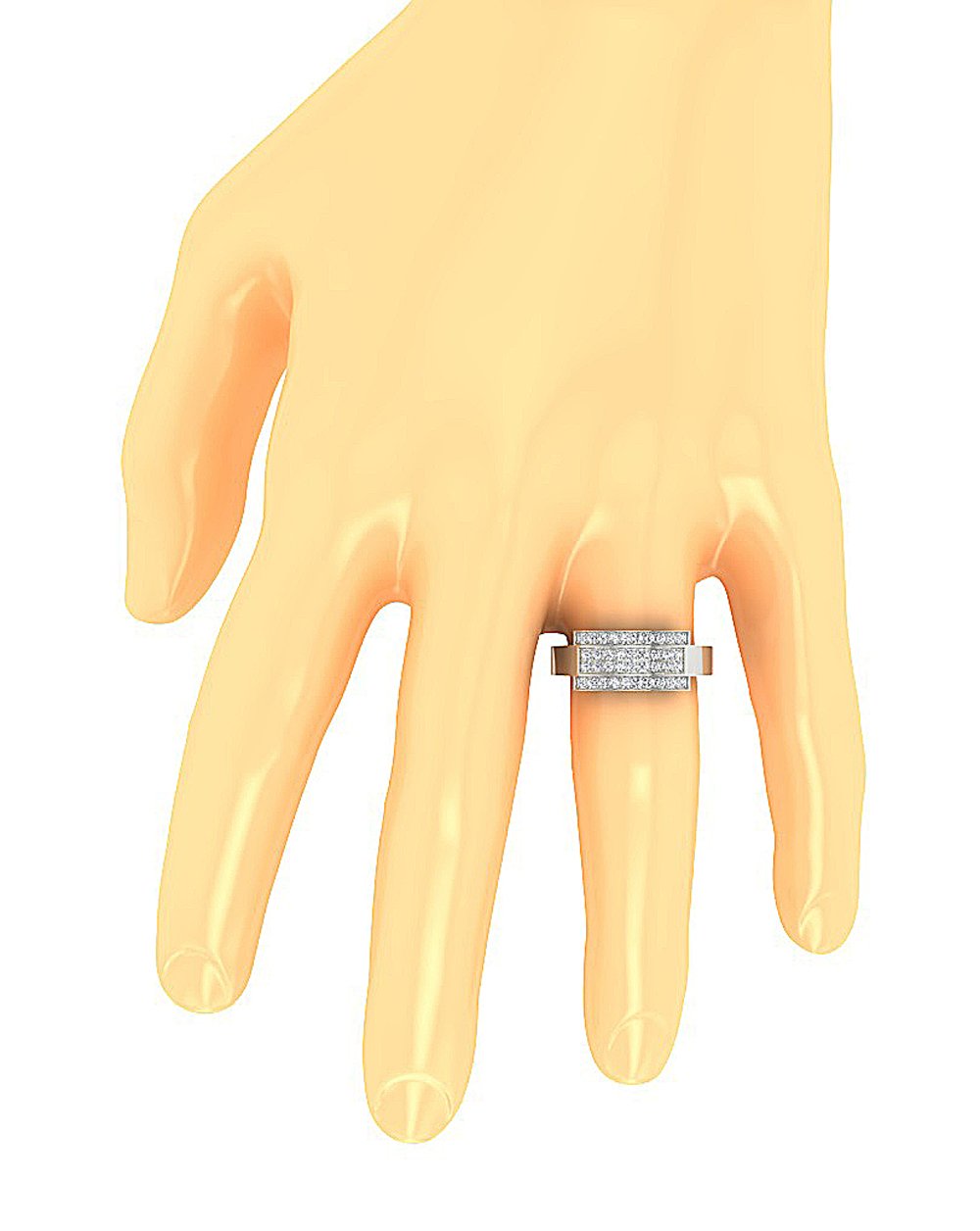 4 Row Wedding Ring I1 G 0.60 Ct Prong Set 14K White Yellow Rose Gold 8.10MM