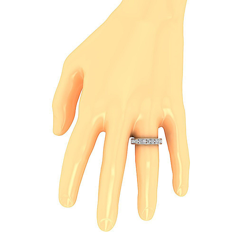 Designer Wedding Ring VS1 E 1.20 Ct Natural Diamond Channel Set 4.30MM