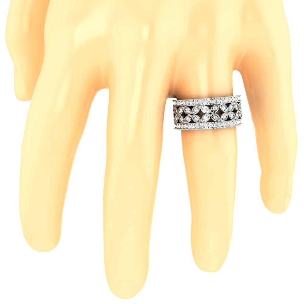 9.40 MM 14k White Yellow Rose Gold Round Diamond SI1 G 0.85 Ct Milgrain Anniversary Ring Prong Set