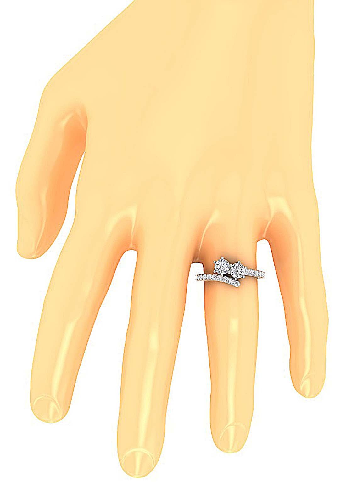 12.65 MM Two Stone Solitaire Anniversary Ring SI1 G 1.40 Ct Round Diamond 14k White Gold Prong Set