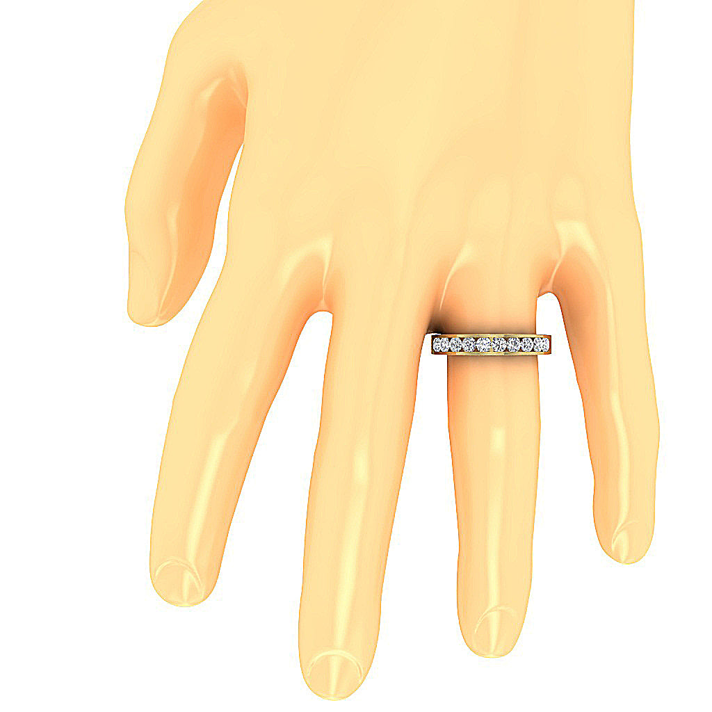 14K Solid Gold Genuine Diamond Wedding Ring I1 G 0.80 Ct Channel Set