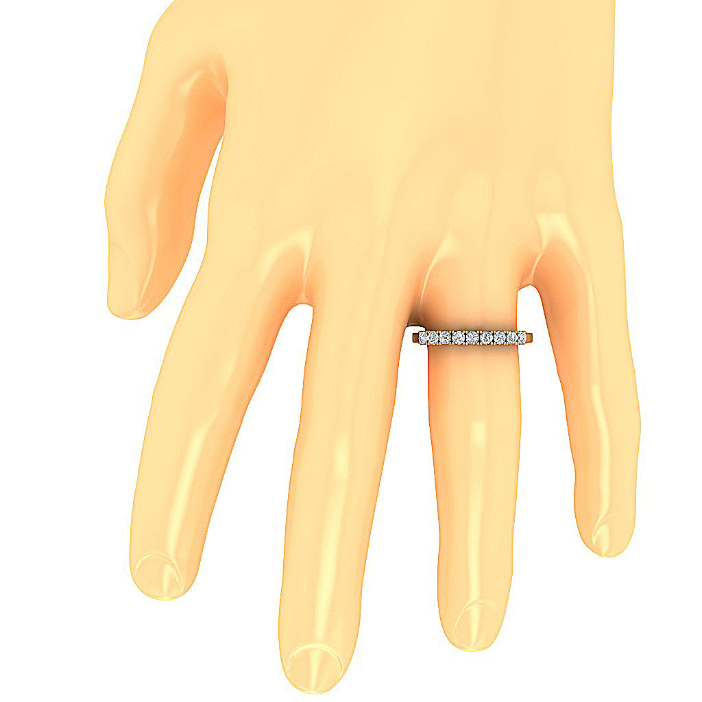 14K Yellow Gold Round Diamond Anniversary Ring I1 G 0.65 Ct Prong Set