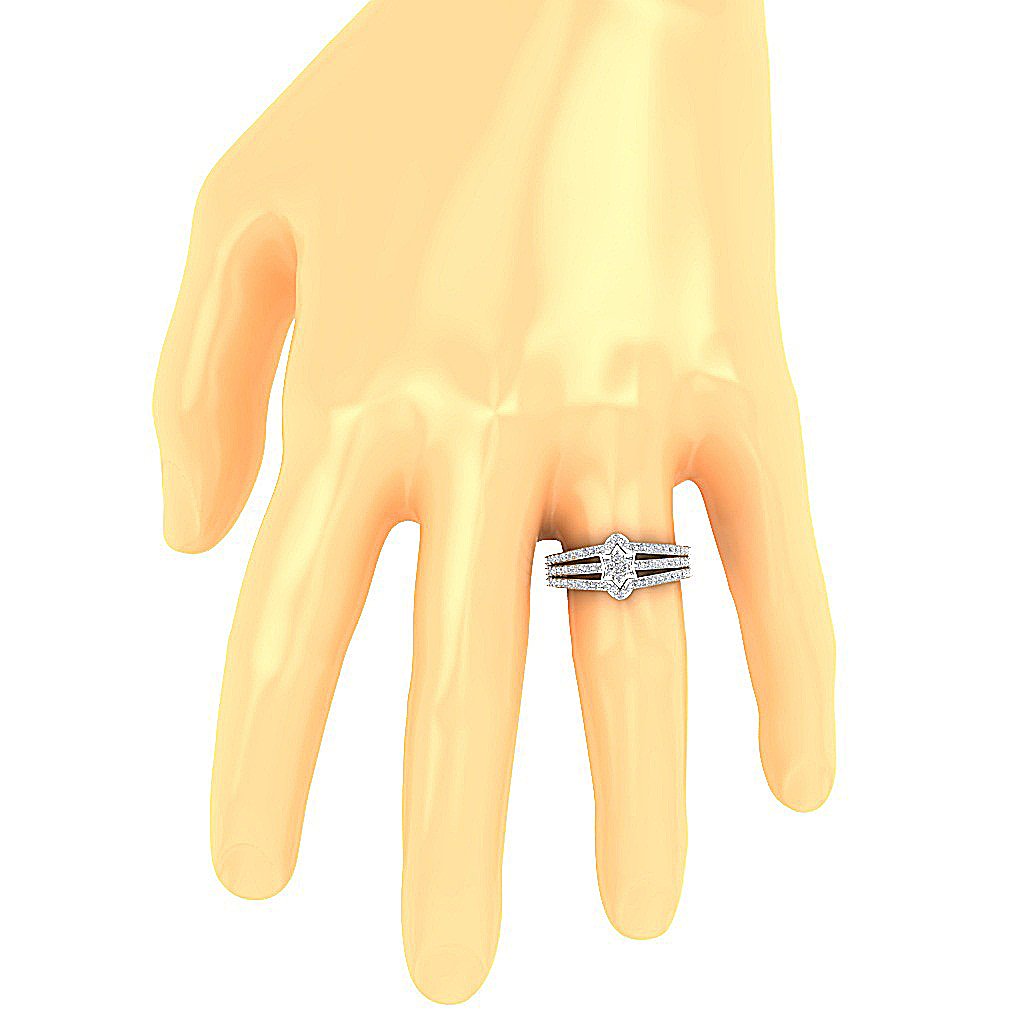 2 Tone Engagement Fashion Diamond Ring 14K Solid Gold SI1 G 0.85 Ct 10.00 MM