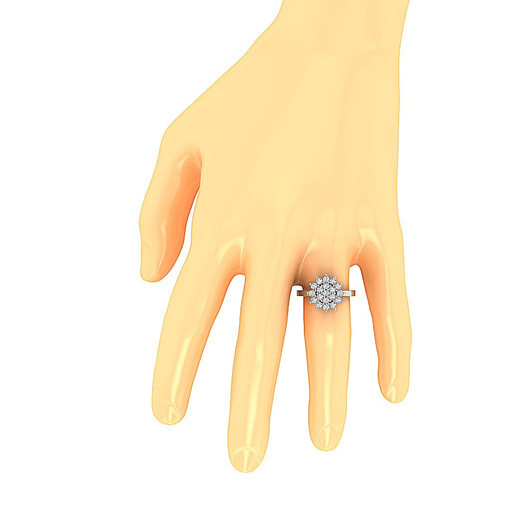 Flower Design 14K Solid Gold Wedding Ring Diamond Ring I1 G 1.35 Ct 14.50MM