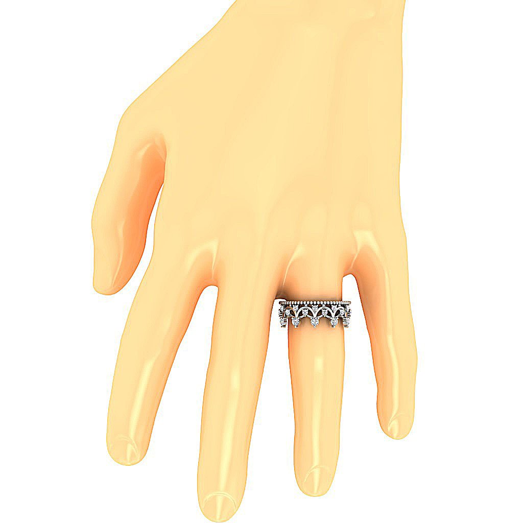 Prong Set I1 G 0.55Ct Round Diamond Anniversary Ring 14k White Yellow Rose Gold 8.30 MM
