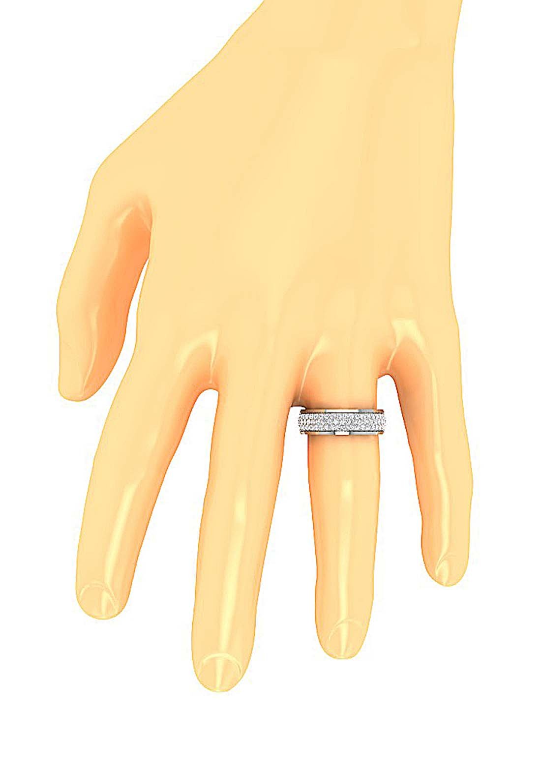 3 Row Wedding Ring I1 G 1.25 Ct Round Diamond Prong Set 14K White Yellow Rose Gold 6.10MM