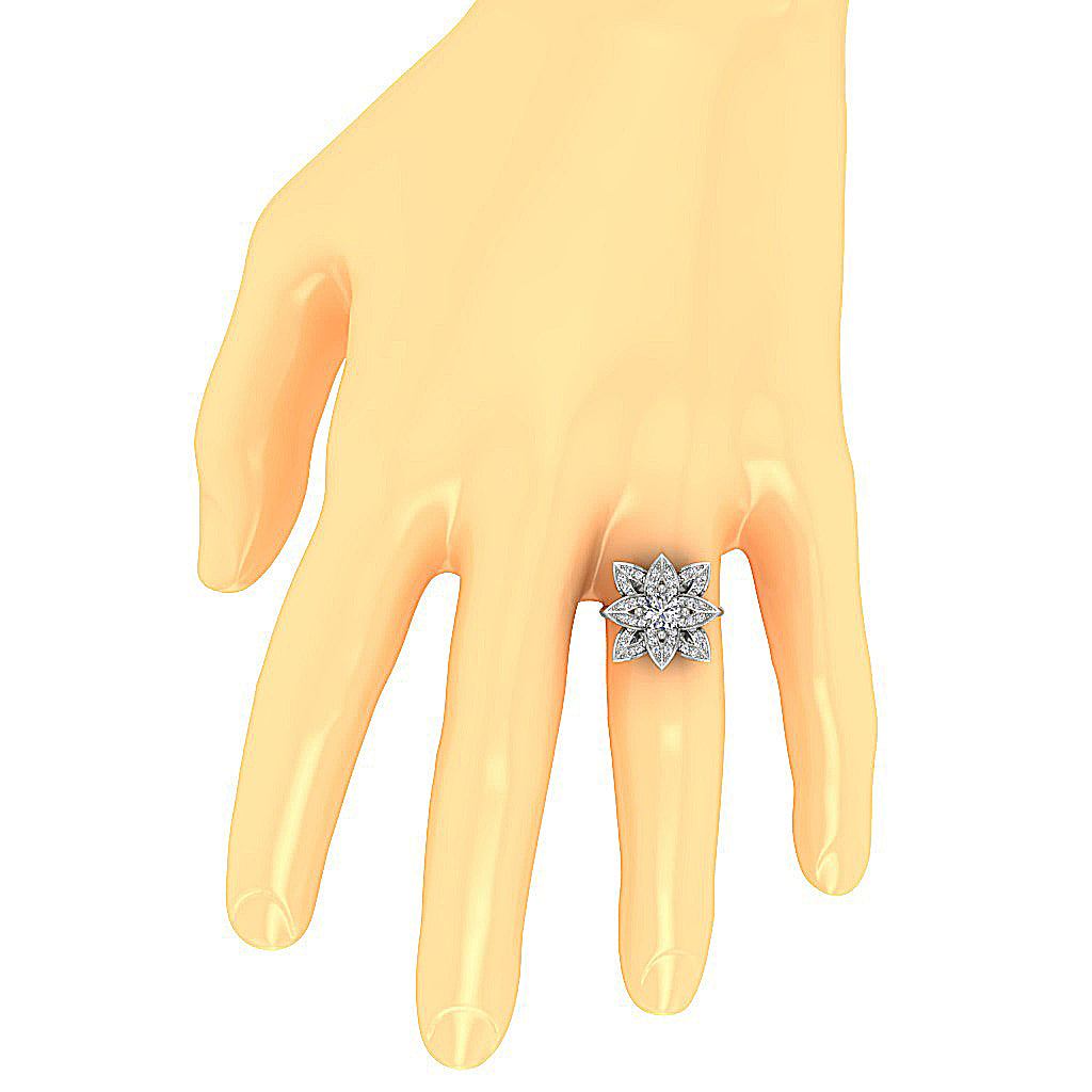 The Mack Leaf Designe Solitaire Diamond Engagement Ring For Women
