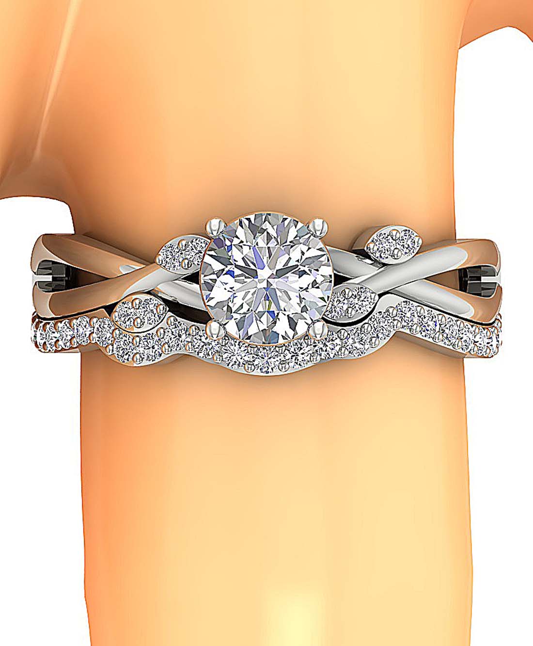 The Kingston 14k Gold Unique Bridal Wedding Ring Set