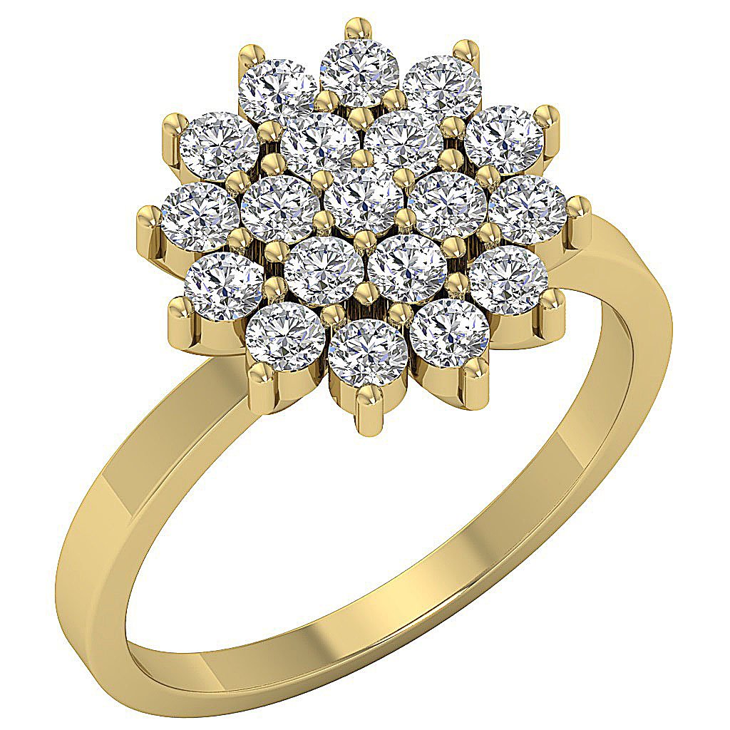 Flower Design 14K Solid Gold Wedding Ring Diamond Ring I1 G 1.35 Ct 14.50MM
