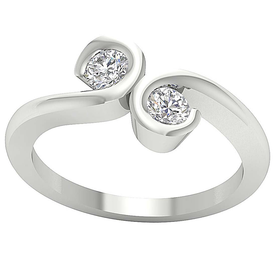 I1 G 0.55 Ct Forever Us Two Stone Solitaire Wedding Ring Genuine Diamond Prong Set 14k Yellow Gold