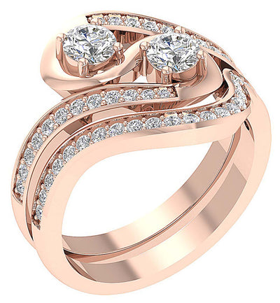 SI1 G 1.30 Ct Genuine Round Diamond Forever Us Two Stone Bridal Anniversary Ring 14k Rose Gold Appraisal