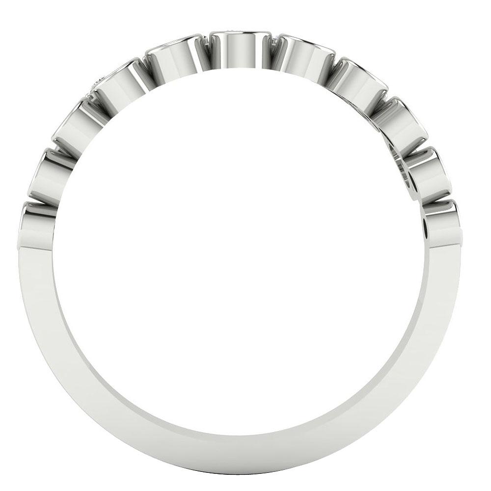 14k White Gold Anniversary Ring I1 G 0.50 Ct Round Diamond Prong Bezel Set 8.75 MM