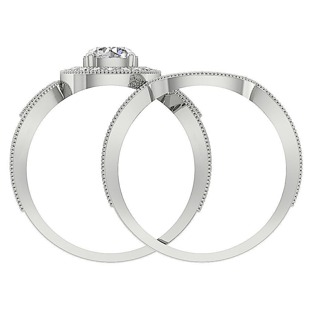 FrontView14kSolidGoldHaloBridalRingSet