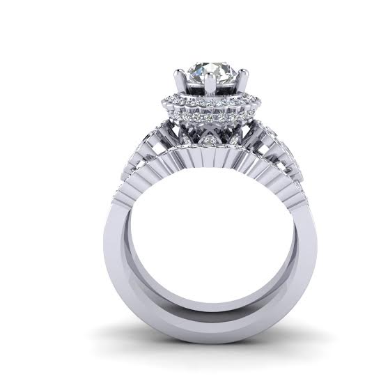 Designer Bridal Halo Wedding Ring Set I1 G 1.80Ct Genuine Diamond 14k White Yellow Rose Gold