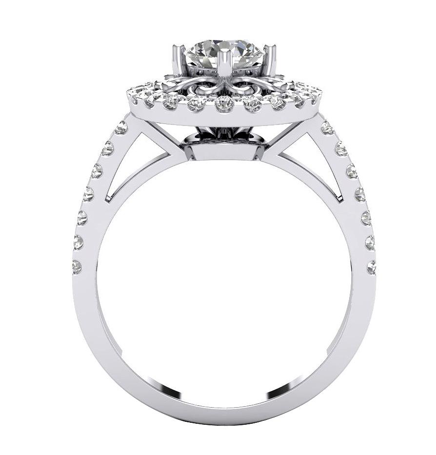 Round Diamond Solitaire Halo Anniversary Ring SI1 G 1.25 Carat 14k White Gold Prong Set