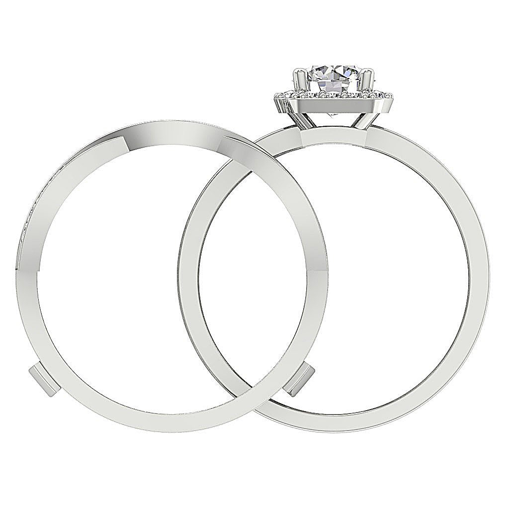 Halo Bridal Anniversary Ring Prong Set SI1 G 1.60 Carat Round Diamond Cut 14K Solid Gold