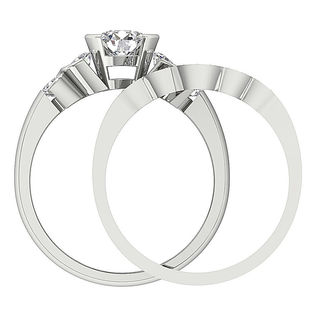 Five Stone Bridal Set Diamond Rings SI1 G 1.21 Ct Genuine Diamond 14k Gold