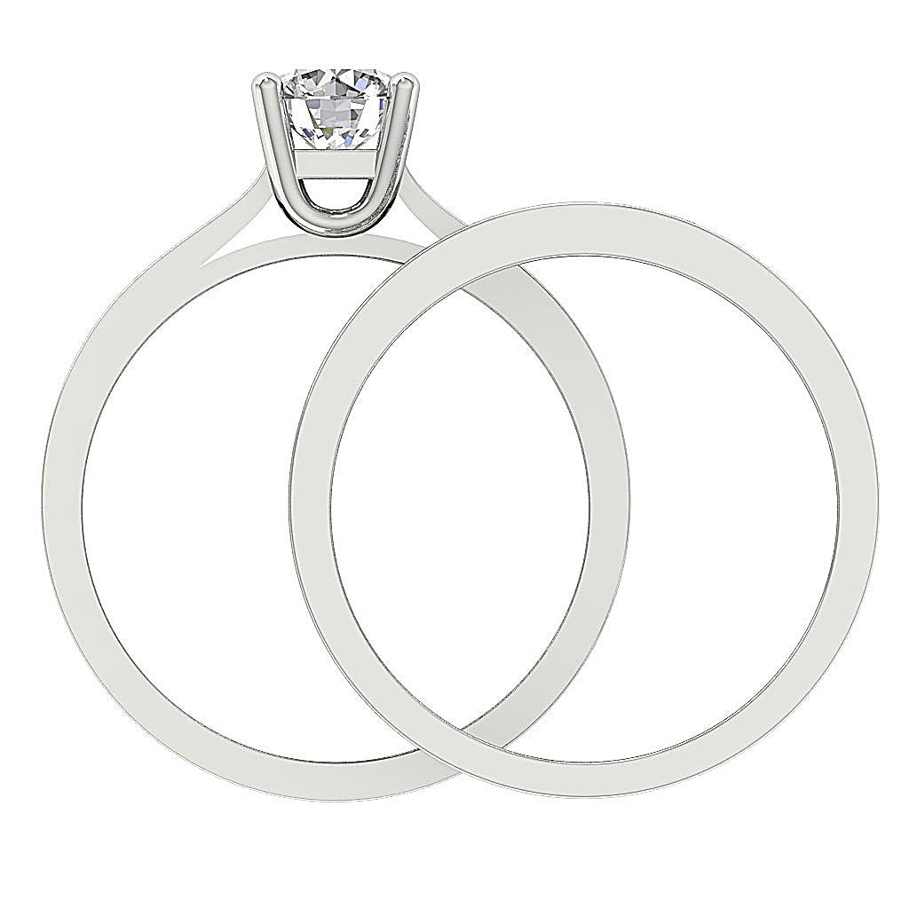 Solitaire Engagement Band Wedding Ring Sets I1 G 1.15 Ct Natural Diamond 14K Solid Yellow Gold