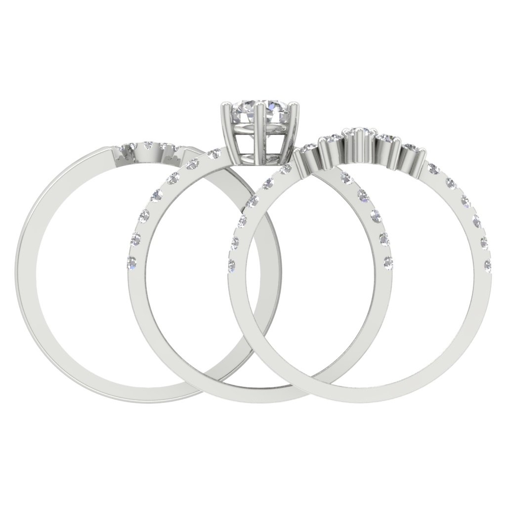 Trio Wedding Sets I1 G 1.80Ct Round Diamond 14K Solid Gold 11.75MM