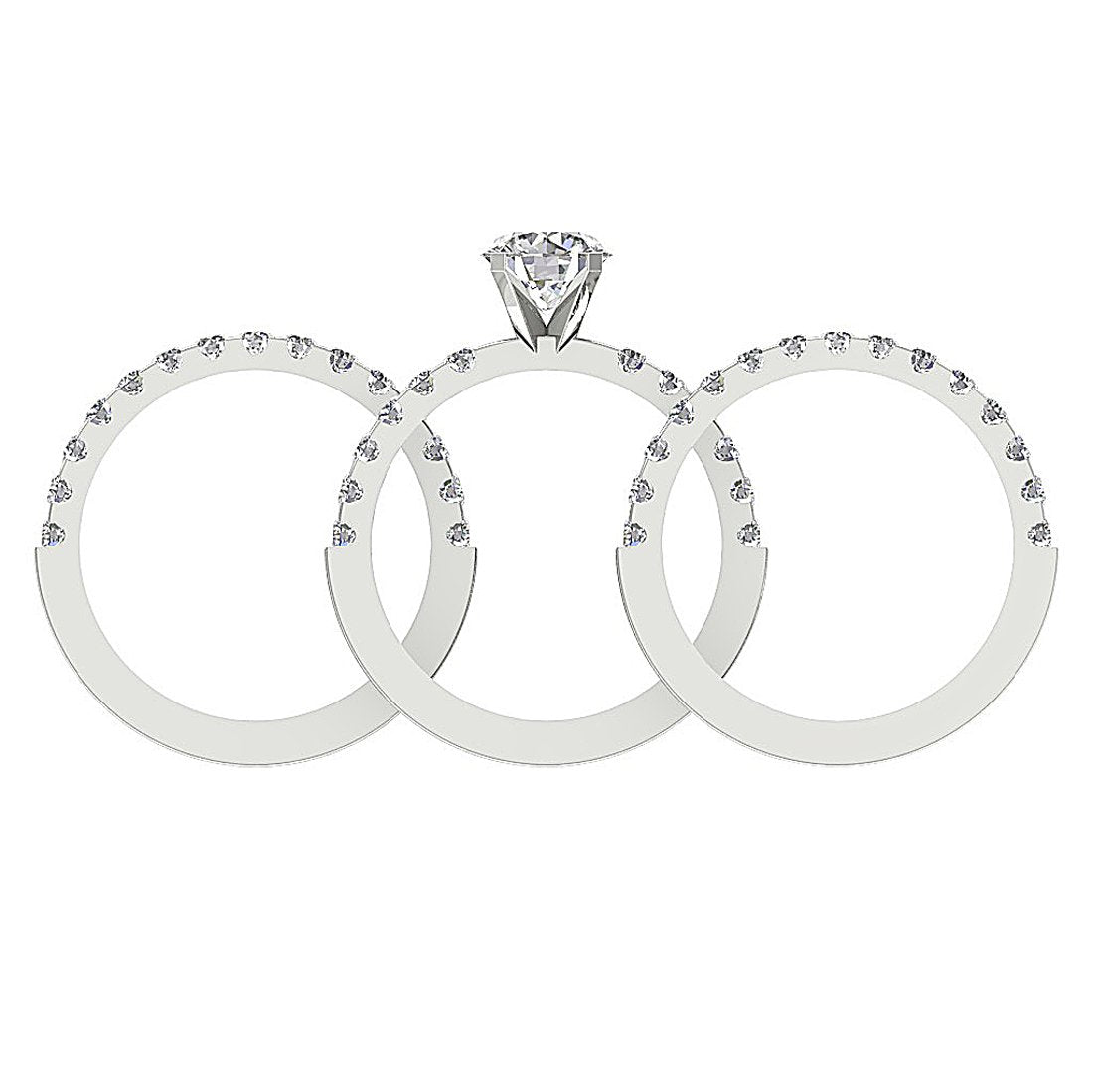 3 Piece Solitaire Wedding Ring Sets I1 G 3.25Ct Genuine Diamond 14K Gold 9.45MM