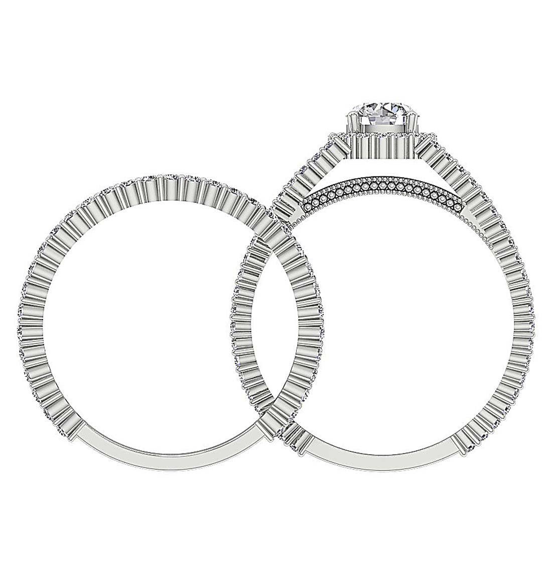 I1 G 2.00 Ct 14k Solid Gold Spilt Shank Bridal Wedding Halo Ring Set Natural Diamond