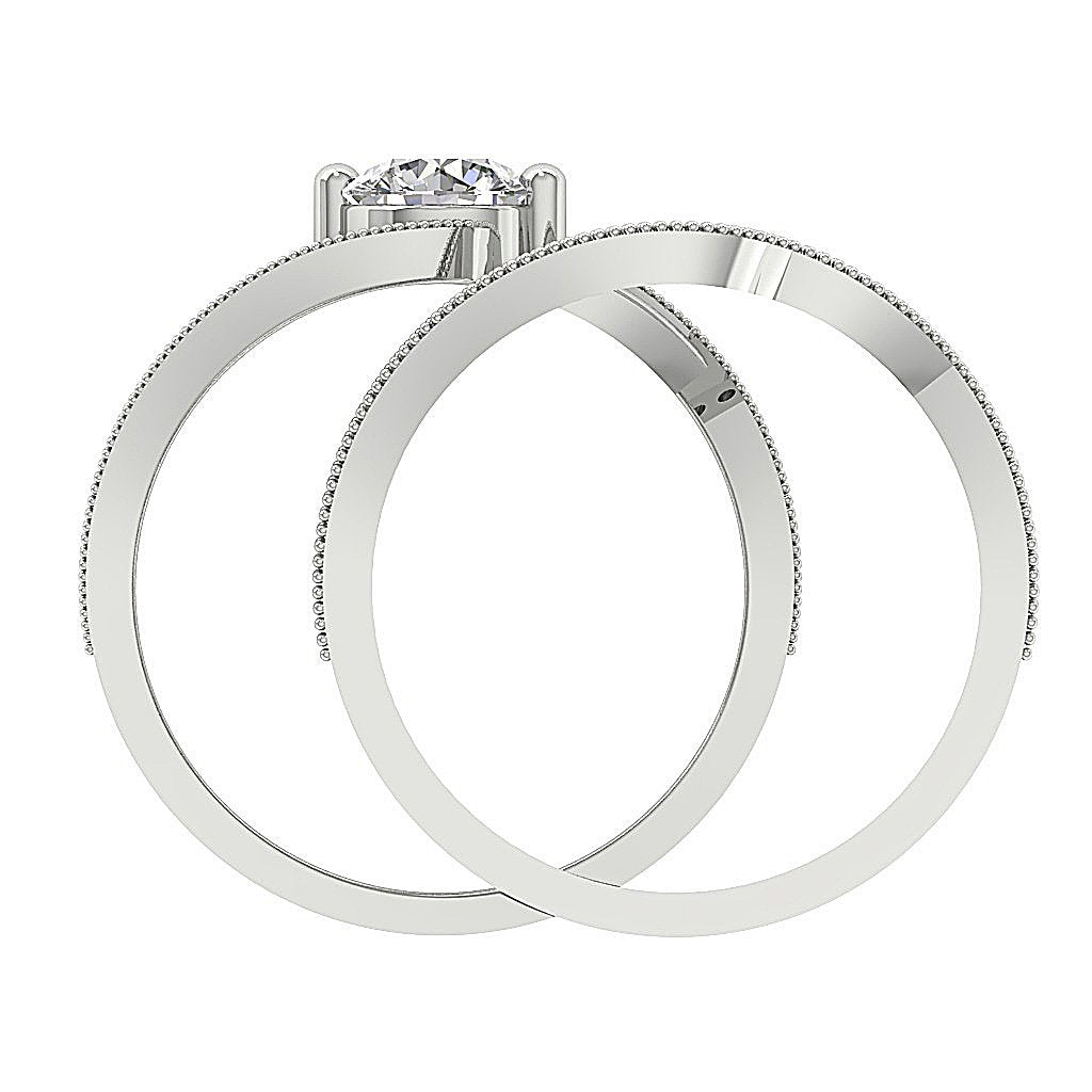 14K Solid Gold Bridal Anniversary Ring Prong Set SI1 G 1.25 Carat Round Diamond 9.20 MM