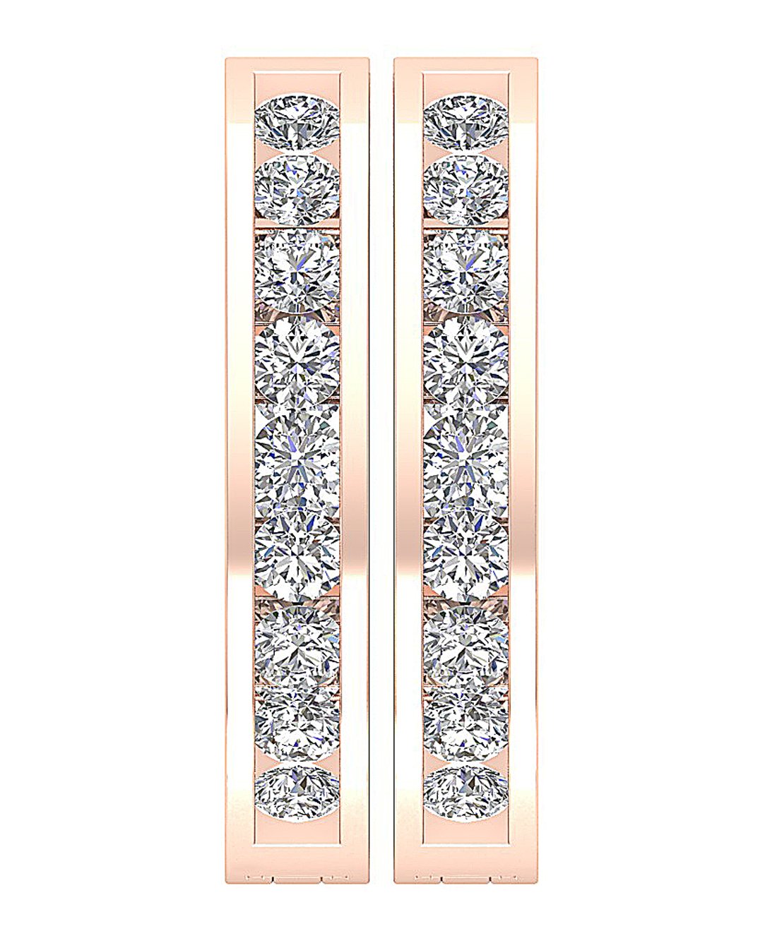 Round Diamond Inside Outside Hoop Anniversary Earrings I1 G 3.00 Ct 18k/14k White Gold Prong Set