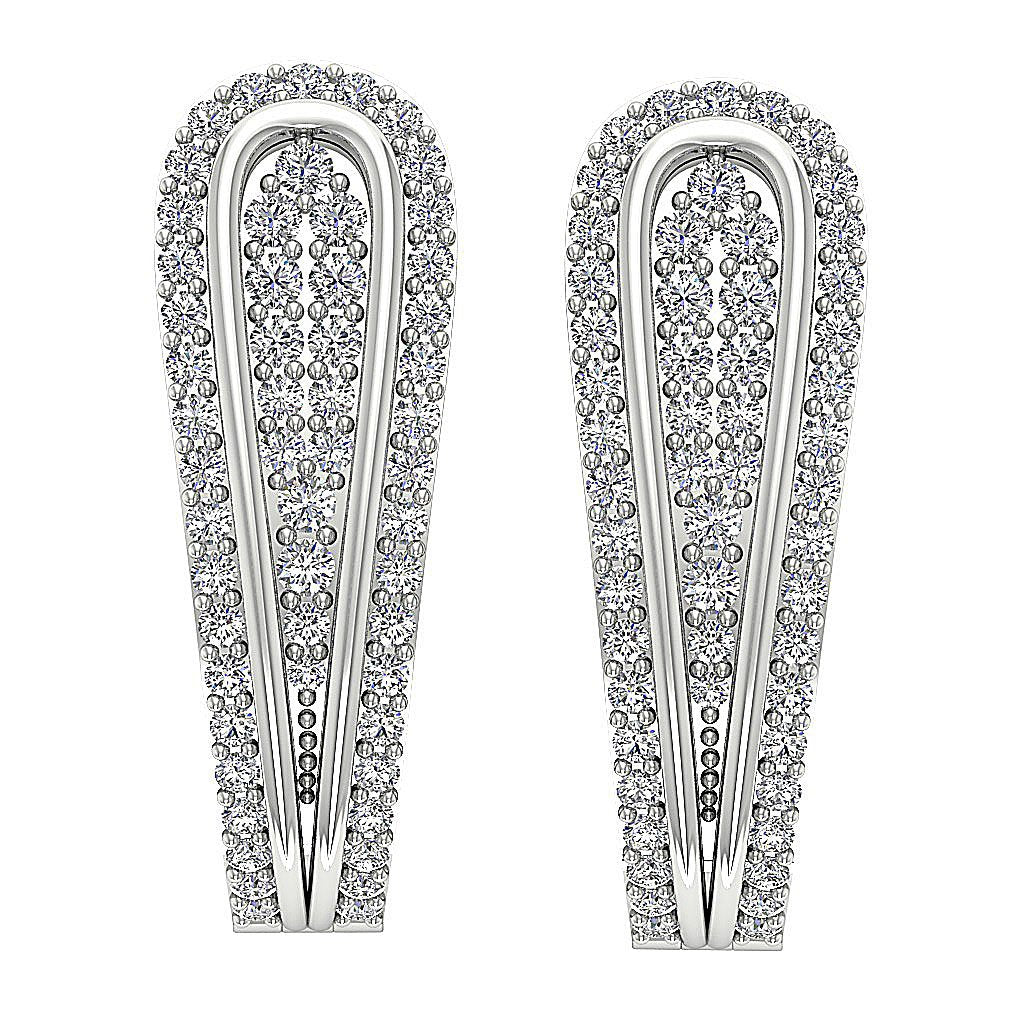 Large Hoop Wedding Earrings Genuine Diamond SI1/I1 G 1.10 Ct 18k/14k Yellow Gold Prong Set