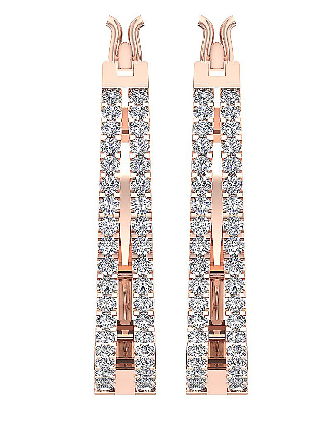 Prong Set Large Hoop Anniversary Earrings Round Diamond VVS1/VS1/SI1/I1 1.10 Ct 18k/14k White Gold