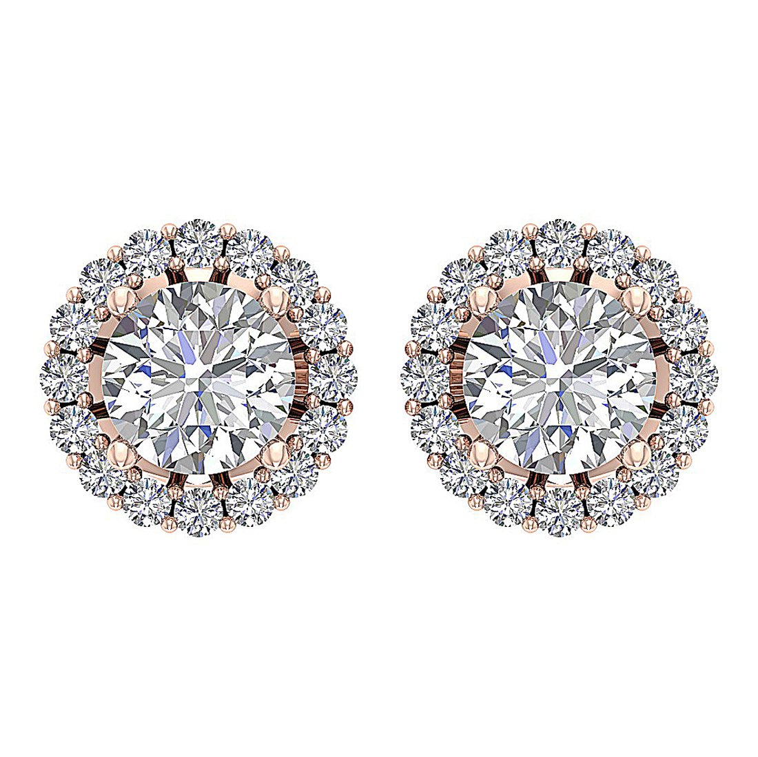 I1 G 2.11 Ct Natural Diamonds 14k Solid Gold Removable Jacket Studs Earrings Set