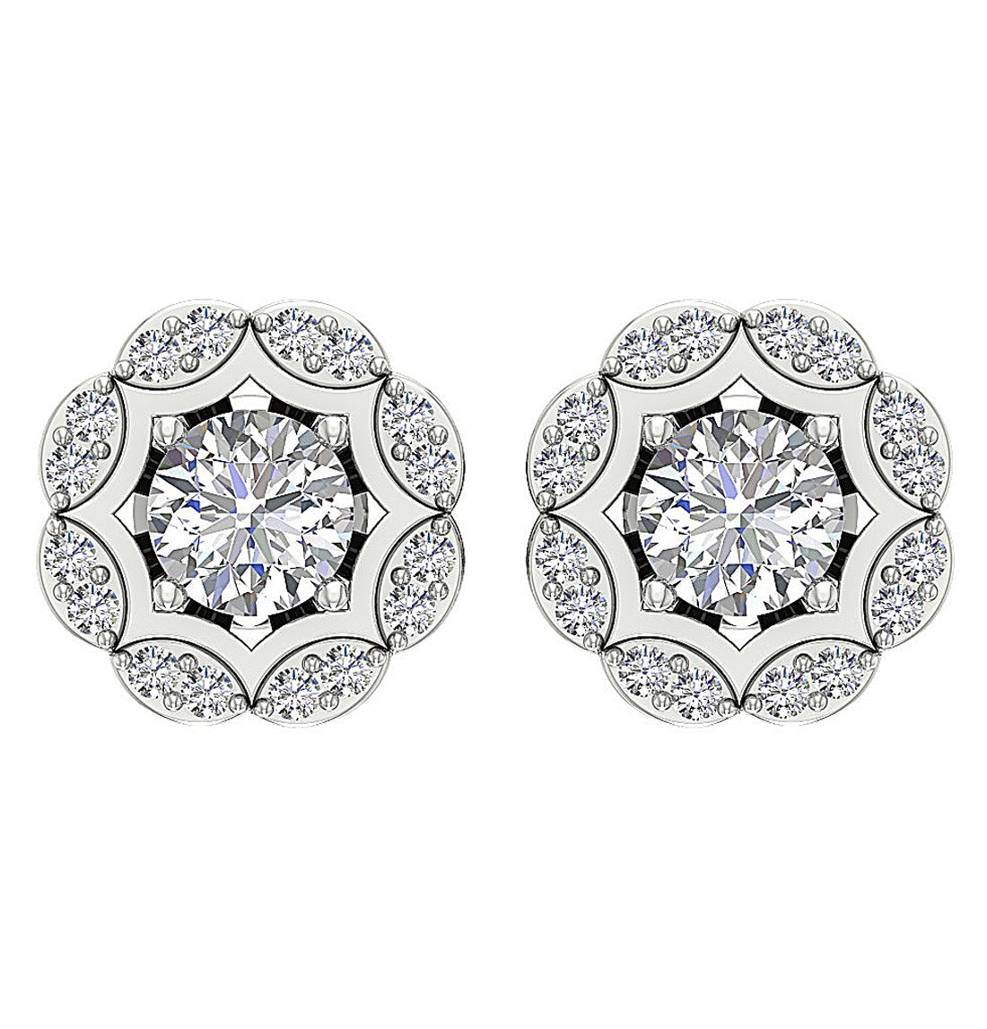 I1 G 2.11 Ct Natural Diamonds 14k Solid Gold Removable Jacket Studs Earrings Set