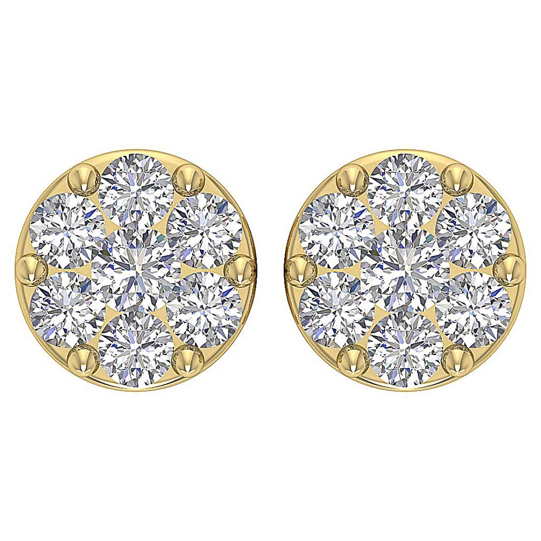 SI1/I1 G 0.40 Ct Natural Diamond 14k Gold Designer Solitaire Studs Earrings Set