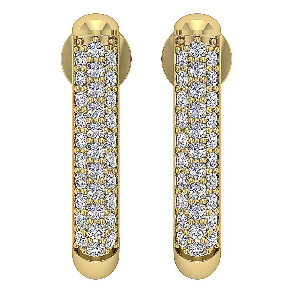 SI1/I1 G 0.70 Ct Fashion Wedding Earrings Genuine Diamond 18k/14k Yellow Gold Prong Set