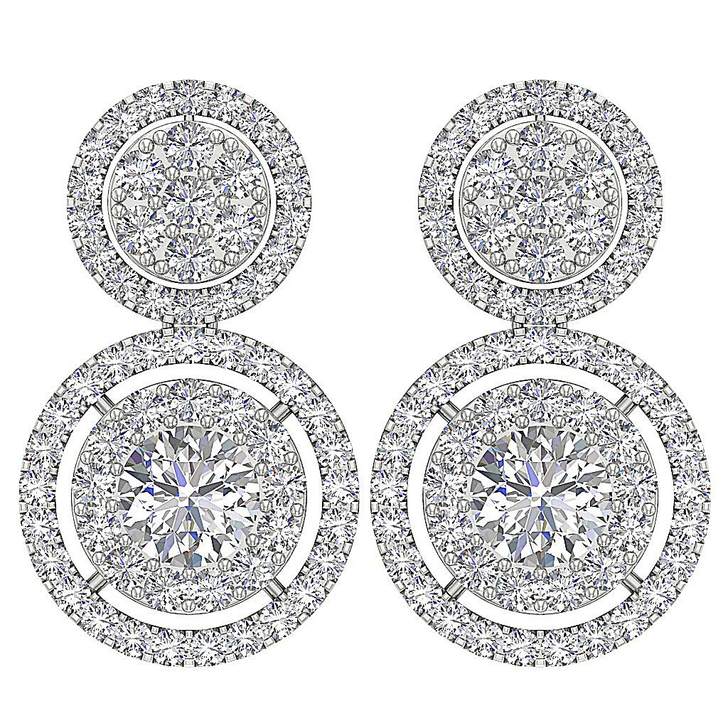 Prong Set Dangle Engagement Earrings Natural Diamond SI1/I1 G 2.55 Ct 18k/14k White Yellow Rose Gold