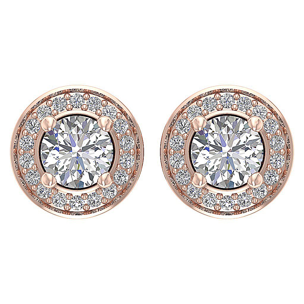 14k Solid Gold Natural Diamond VS1/SI1/I1 G 1.50 Ct Removable Jacket Studs Earrings