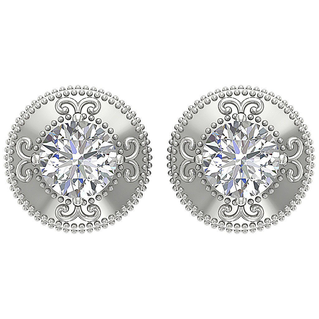 Prong Set Solitaire Studs Engagement Earring Natural Diamond VS1/SI1/I1 G 1.00 Ct 18k/14k White Yellow Rose Gold