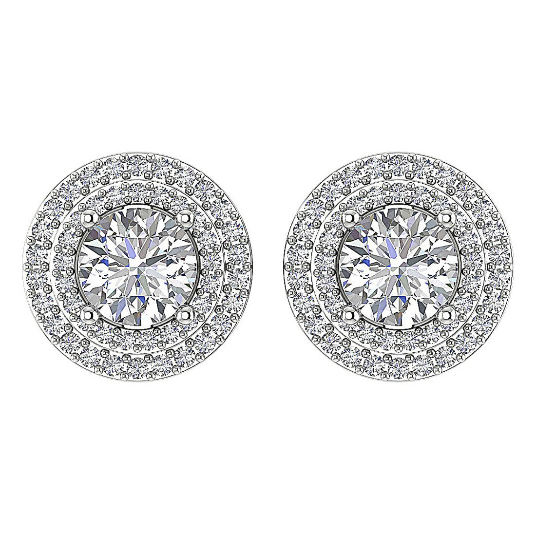 I1 G 2.11 Ct Natural Diamonds 14k Solid Gold Removable Jacket Studs Earrings Set