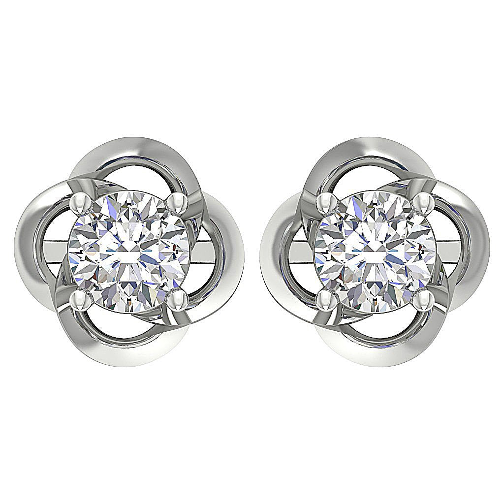 18k/14k Rose Gold Solitaire Studs Anniversary Earring Round Diamond SI1/I1 G 1.00 Ct Prong Set