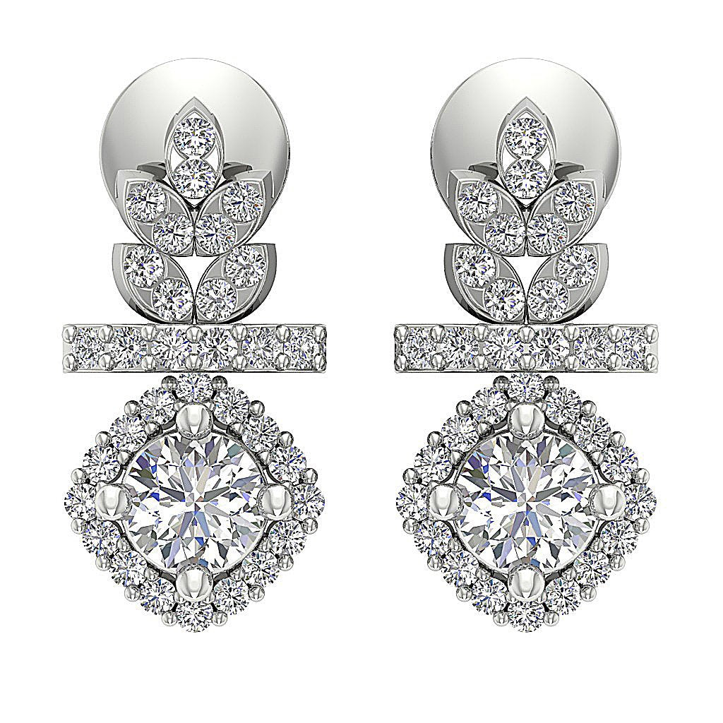 18k/14k Rose Gold Chandelier Anniversary Earring Round Diamond SI1/I1 G 0.85 Ct Prong Set