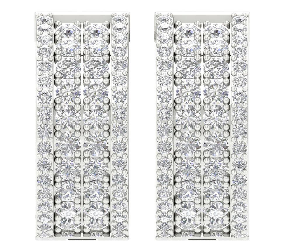 Prong Set Large Hoop Wedding Earrings Genuine Diamond VVS1/VS1/SI1/I1 2.50 Ct 18k/14k White Gold