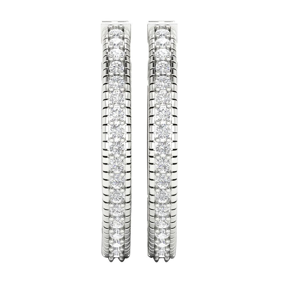 18k/14k Solid Gold Large Hoop Engagement Earrings Natural Diamond VVS1/VS1/SI1/I1 1.65 Ct Prong Set