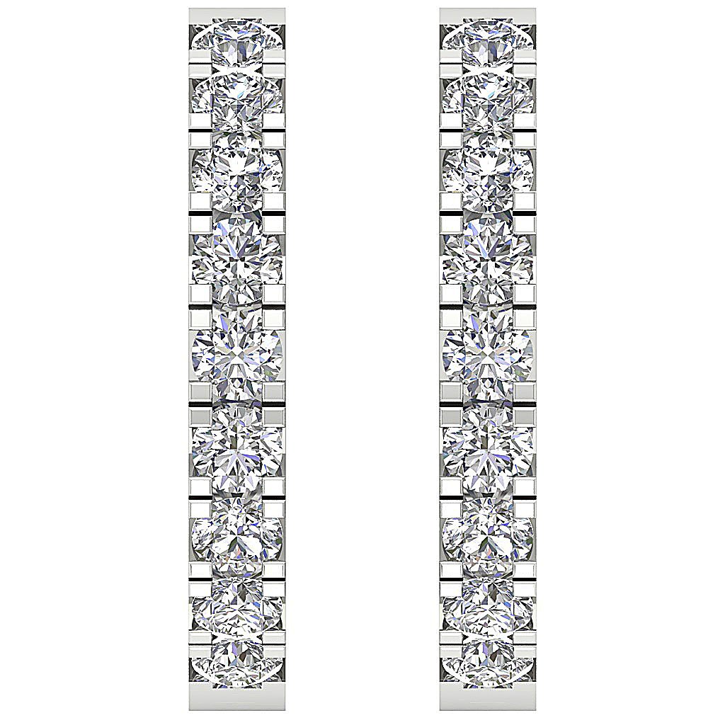 18k/14k Rose Gold Inside Outside Hoop Anniversary Earrings Round Diamond VVS1/VS1/SI1/I1 G 1.60 Ct Prong Set