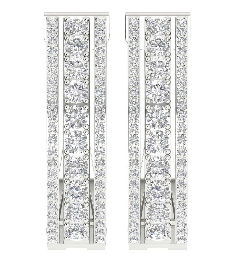 Large Hoops Engagement Earrings Natural Diamond VS1/SI1/I1 2.20Ct 18k/14k Solid Gold Prong Set
