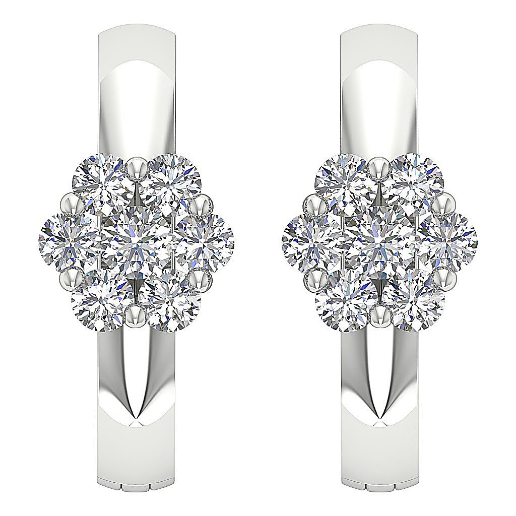 Medium Hoop Anniversary Earrings Round Diamond VVS1/VS1/SI1/I1 0.50 Ct 18k/14k Solid Gold Prong Set