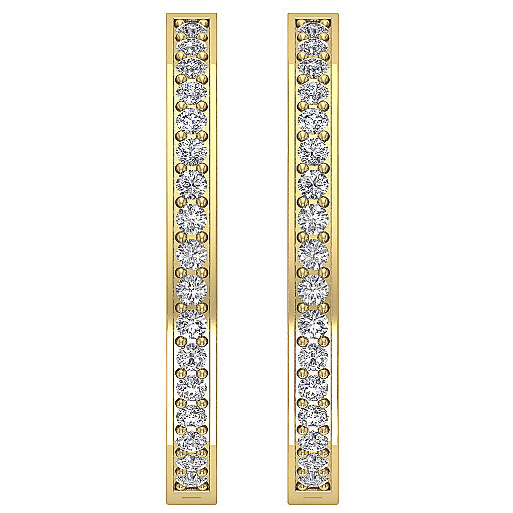 VVS1/VS1/SI1/I1 G 1.50 Ct Inside Outside Hoop Wedding Earrings Genuine Diamond 18k/14k Yellow Gold Prong Set
