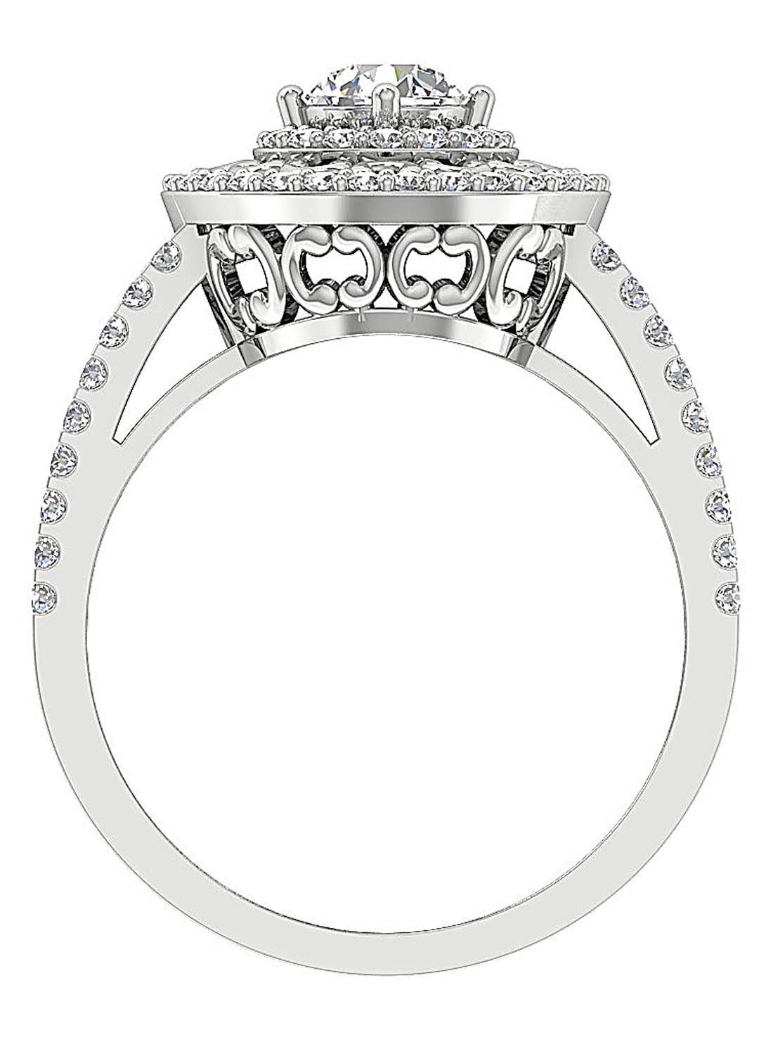 14k Rose Gold Double Halo Vintage Wedding Ring Genuine Diamond SI1 G 1.30 Ct Prong Set