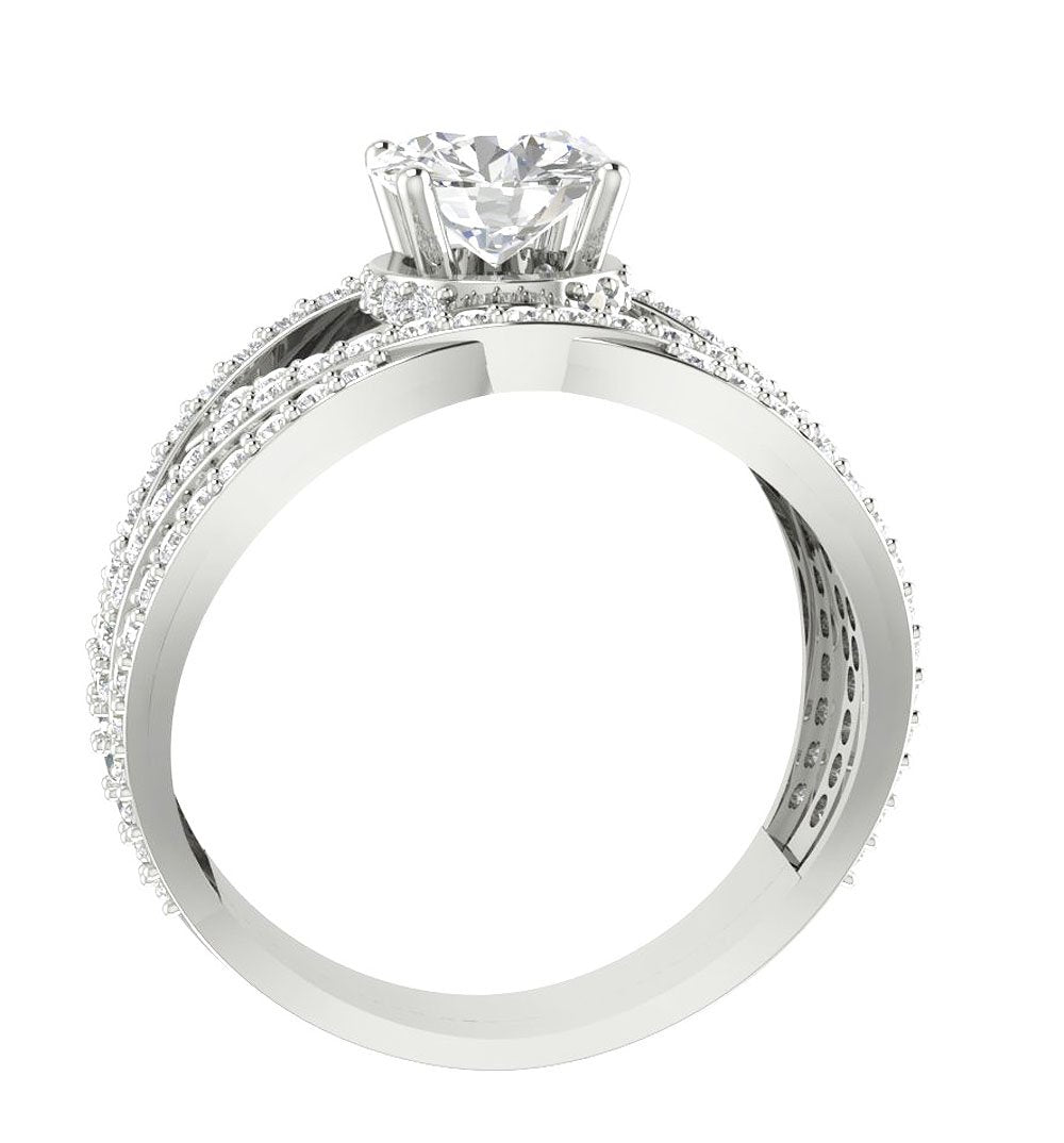 Designer Fashion Solitaire Ring I1 G 2.00 Carat Round Diamond 14k Solid Gold
